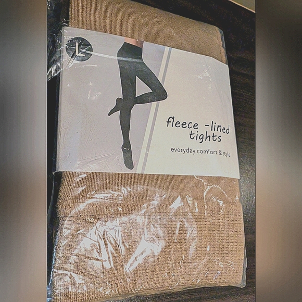 Tan Fleece-Lined Tights